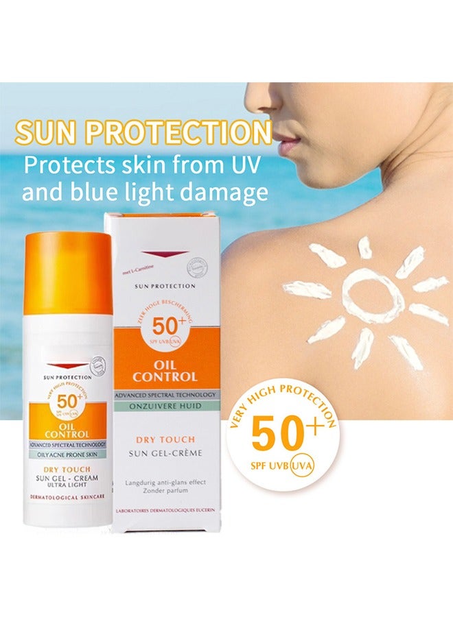 Sun Gel - Cream,Oil Control SPF50+, Have an Ultra Lightn and Non Greasy Texture, Superior Sunscreen For All Skin Types, Suitable Under Makeup With Long Lasting Dry Matt Finish and Anti Shine Effect