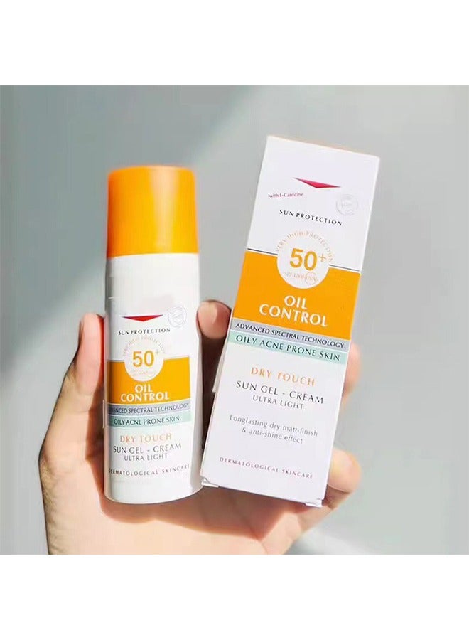 Sun Gel - Cream,Oil Control SPF50+, Have an Ultra Lightn and Non Greasy Texture, Superior Sunscreen For All Skin Types, Suitable Under Makeup With Long Lasting Dry Matt Finish and Anti Shine Effect