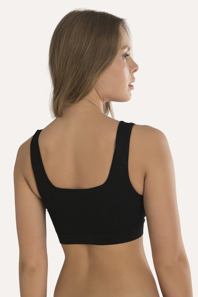 Seamless Covered Sports Bustier Black