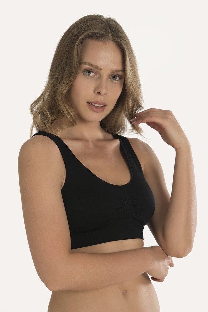 Seamless Covered Sports Bustier Black