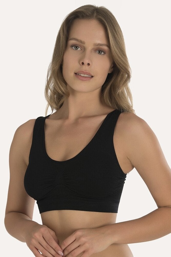 Seamless Covered Sports Bustier Black