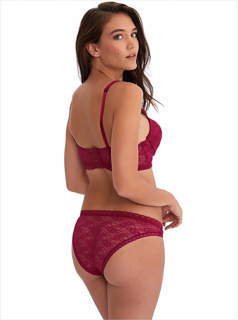 364 Claret Red Push-Up Bustier Set