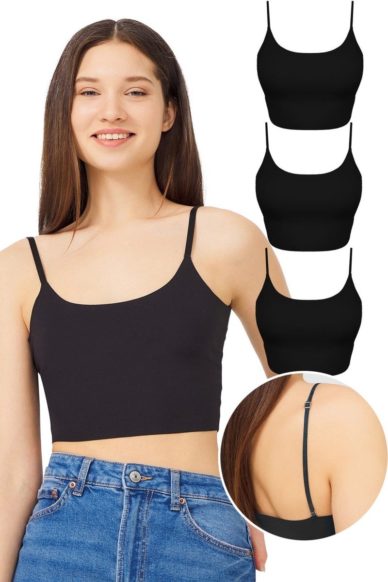 Adjustable Thin Straps Laser Cut Crop Bustier 3 Pack-5