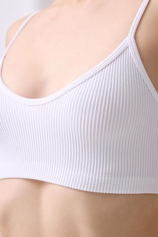 Premium - Women's White Seamless Rope Strap Crop Top Bustier