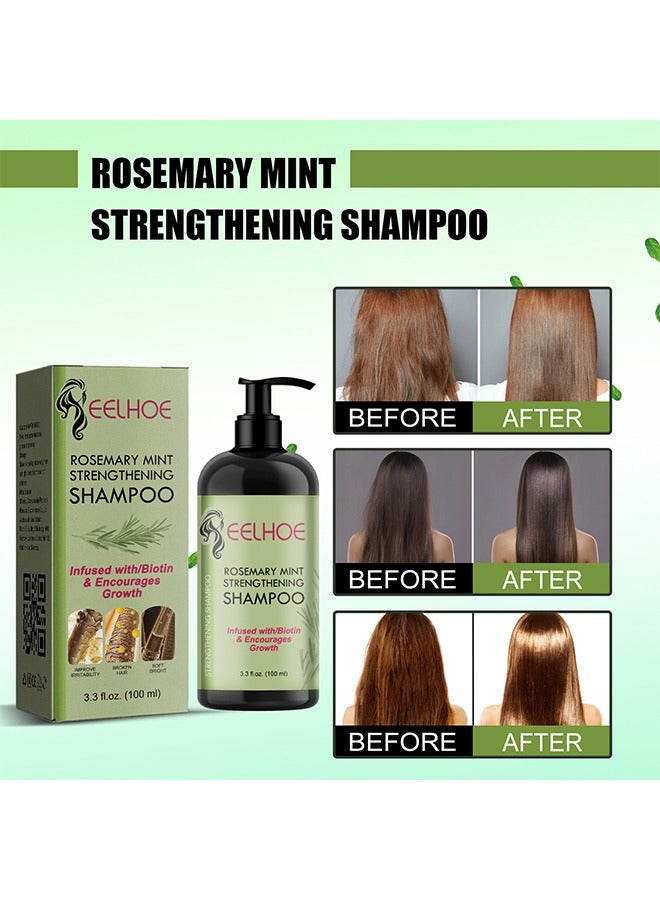 Rosemary Mint Strengthening Shampoo -  Infused with Biotin, Cleanses and Helps Strengthen Weak and Brittle Hair 100ml