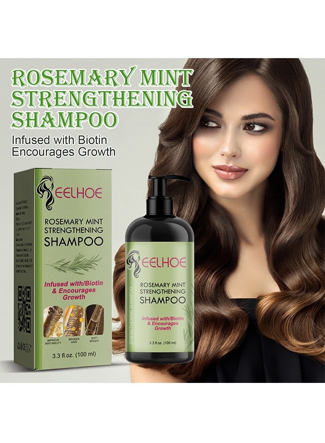 Rosemary Mint Strengthening Shampoo -  Infused with Biotin, Cleanses and Helps Strengthen Weak and Brittle Hair 100ml