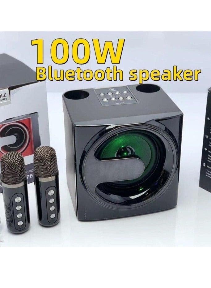 YS-207 Portable Bluetooth Speaker with 2 Wireless Microphones