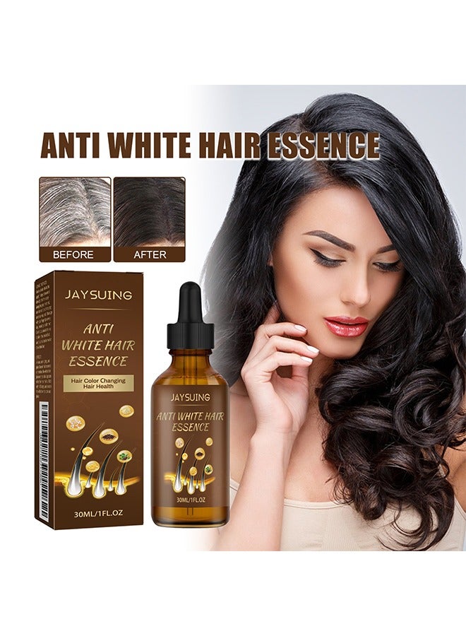 Anti White Hair Essence, Dark Anti Graying Hair Serum for Men and Women, Nutrient Natural Darkening, Promoting Healthier and Thicker Hair 30ml