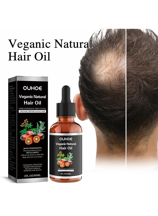 Veganic Natural Hair Oil, Batana Oil, Safe Nourishing Hair Treatment Oil, Batana Oil, Hair Care Oil for Hair Growth, Strengthens Hair Root, Reduces Hair Loss 60ML