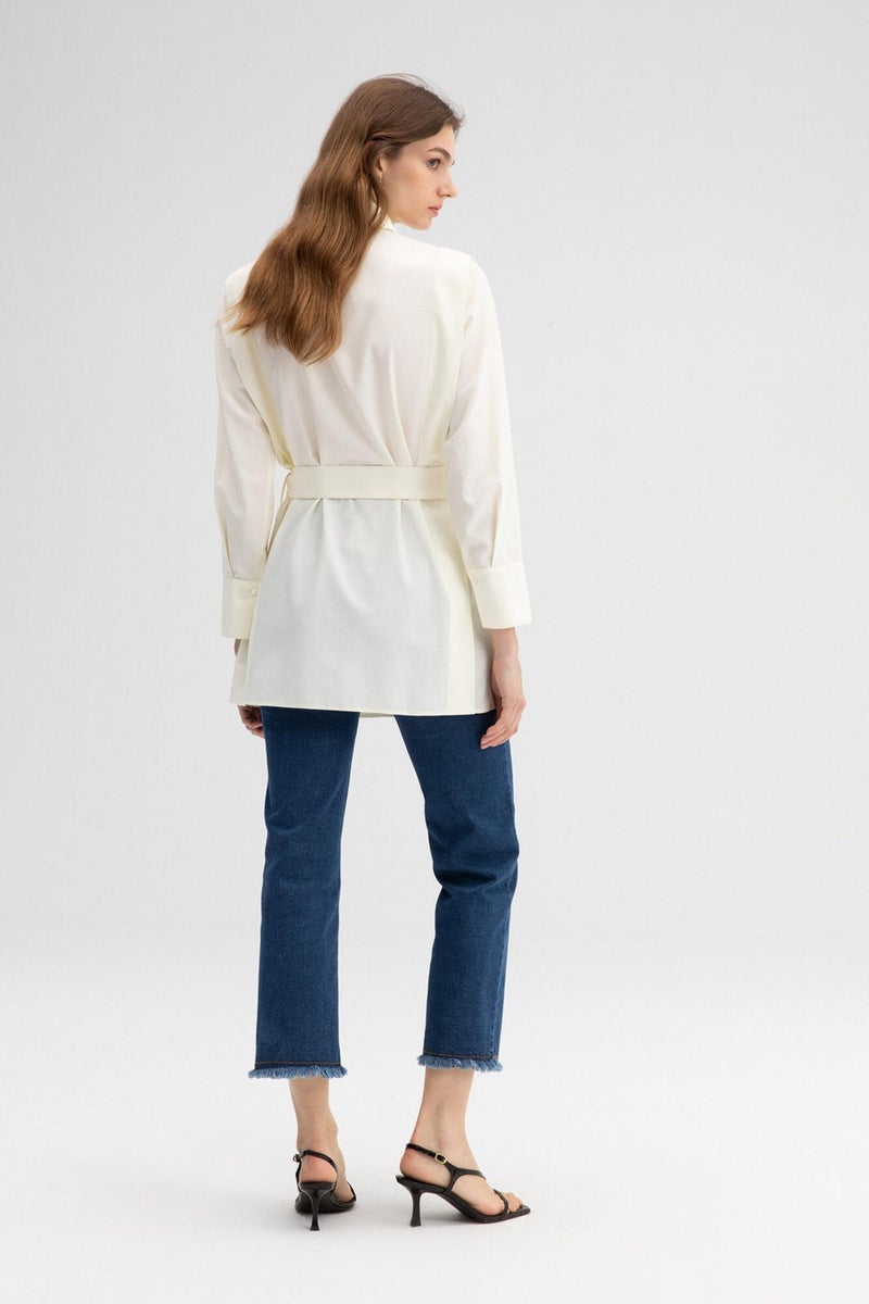 Belted Poplin Shirt Tunic