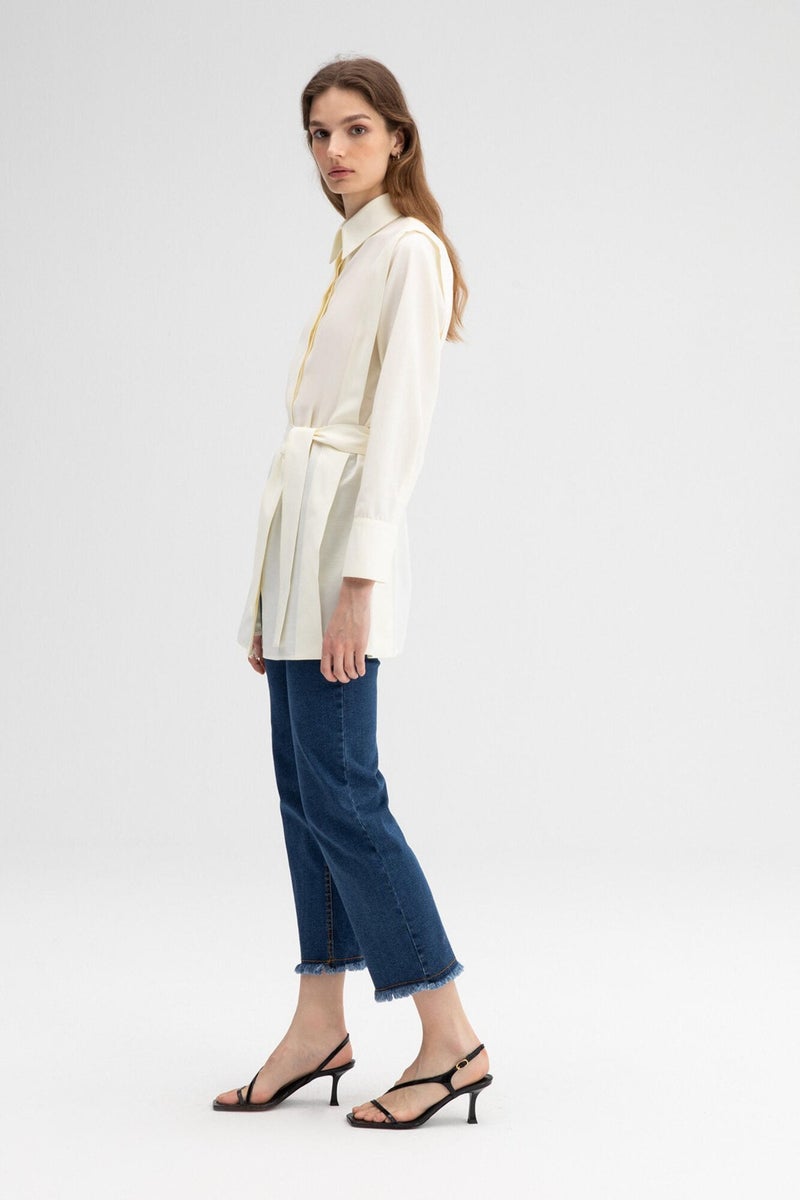 Belted Poplin Shirt Tunic