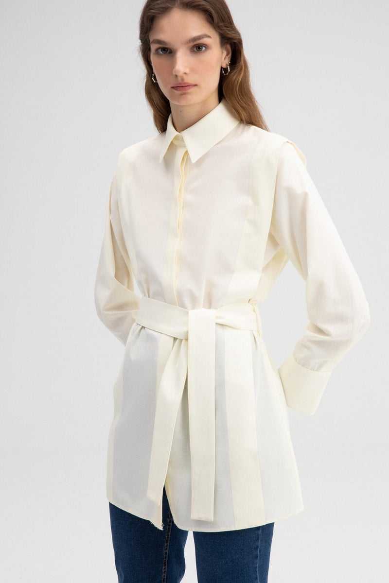 Belted Poplin Shirt Tunic