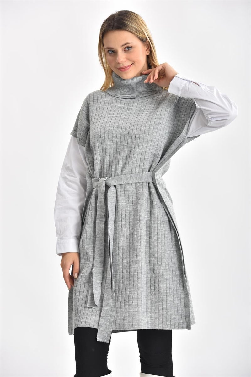 Women's Shirt Sleeve Tunic Light Grey