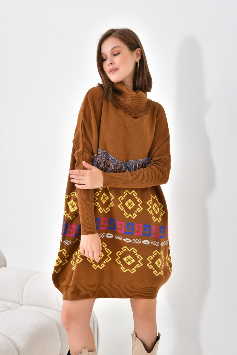 Women's Tassel Detailed Tunic Tan