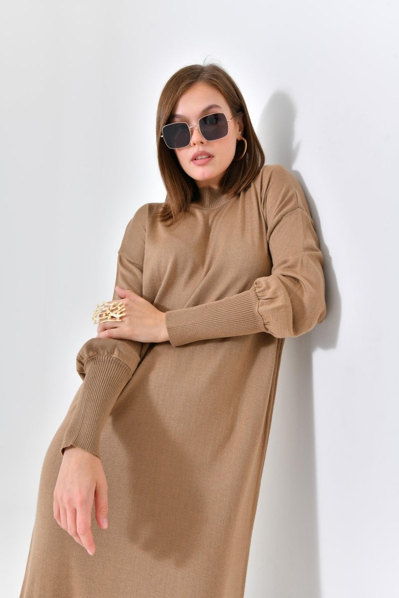 Women's Plain Basic Tunic Beige