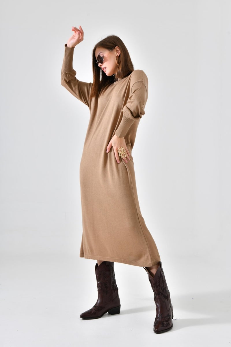 Women's Plain Basic Tunic Beige