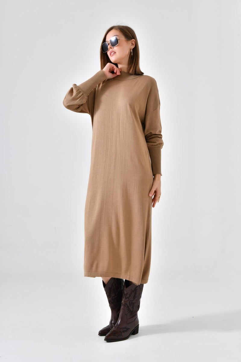 Women's Plain Basic Tunic Beige