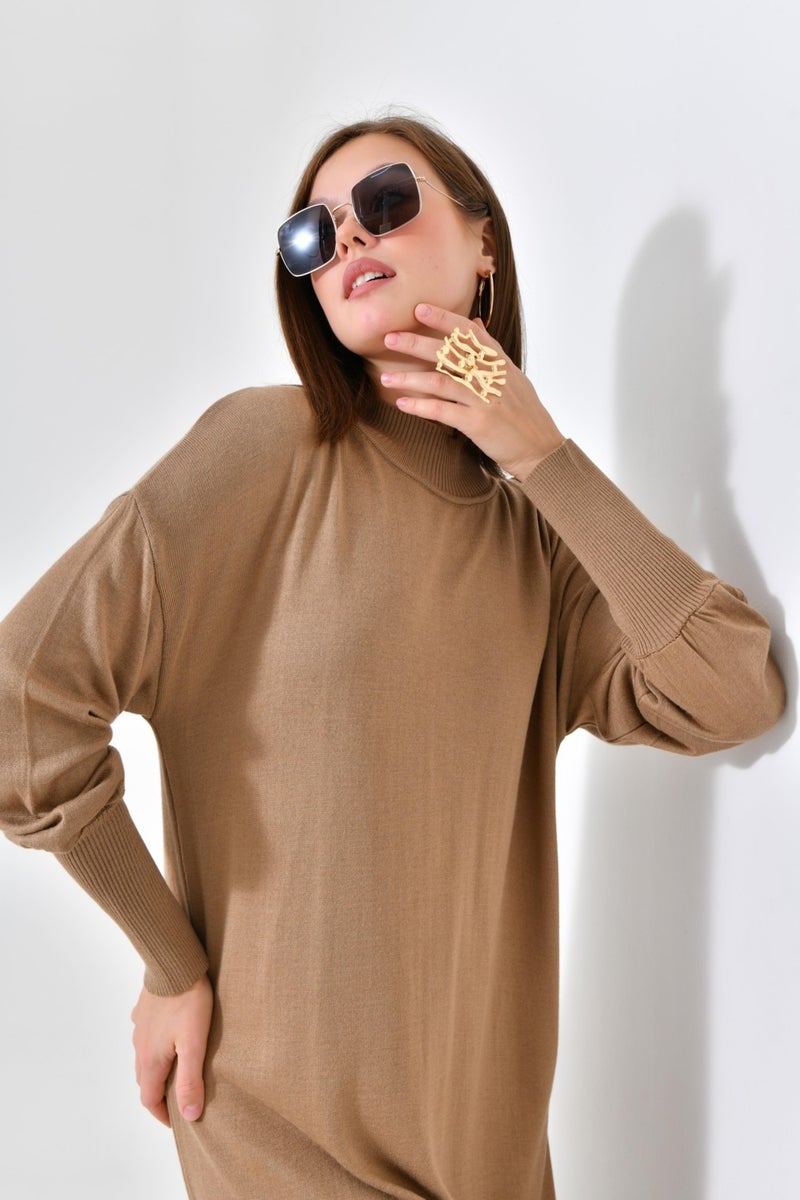 Women's Plain Basic Tunic Beige