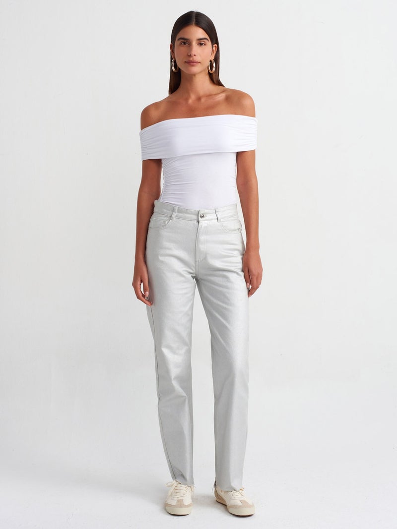 30902 Off Shoulder Gathered Top-White