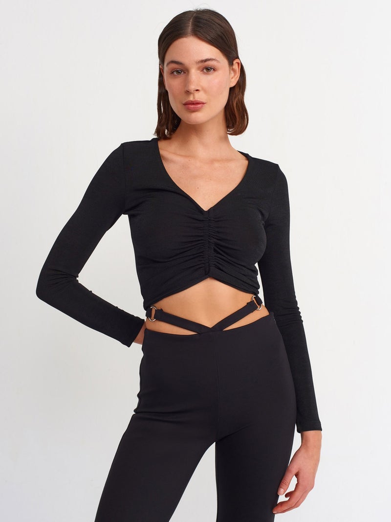 3795 Gathered Top-Black