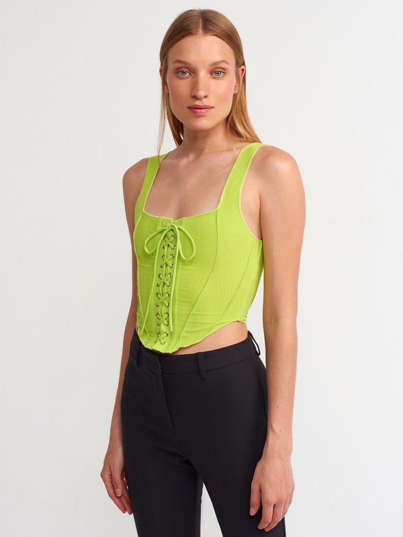 30107 Tulle Top-Lime