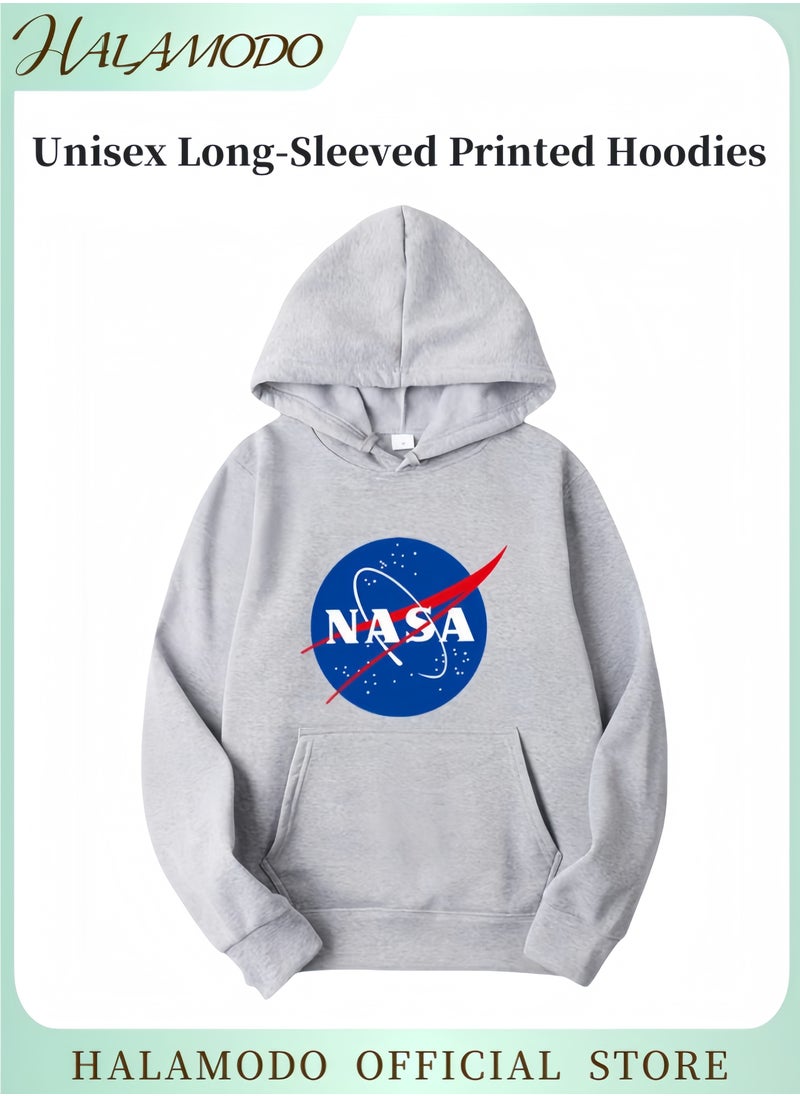 Unisex Hoodies Long-Sleeved Printed Tops Casual Sweatshirts Soft Sportswear Fashion Youth Pullovers with Drawstrings and Large Pockets for Daily Wear