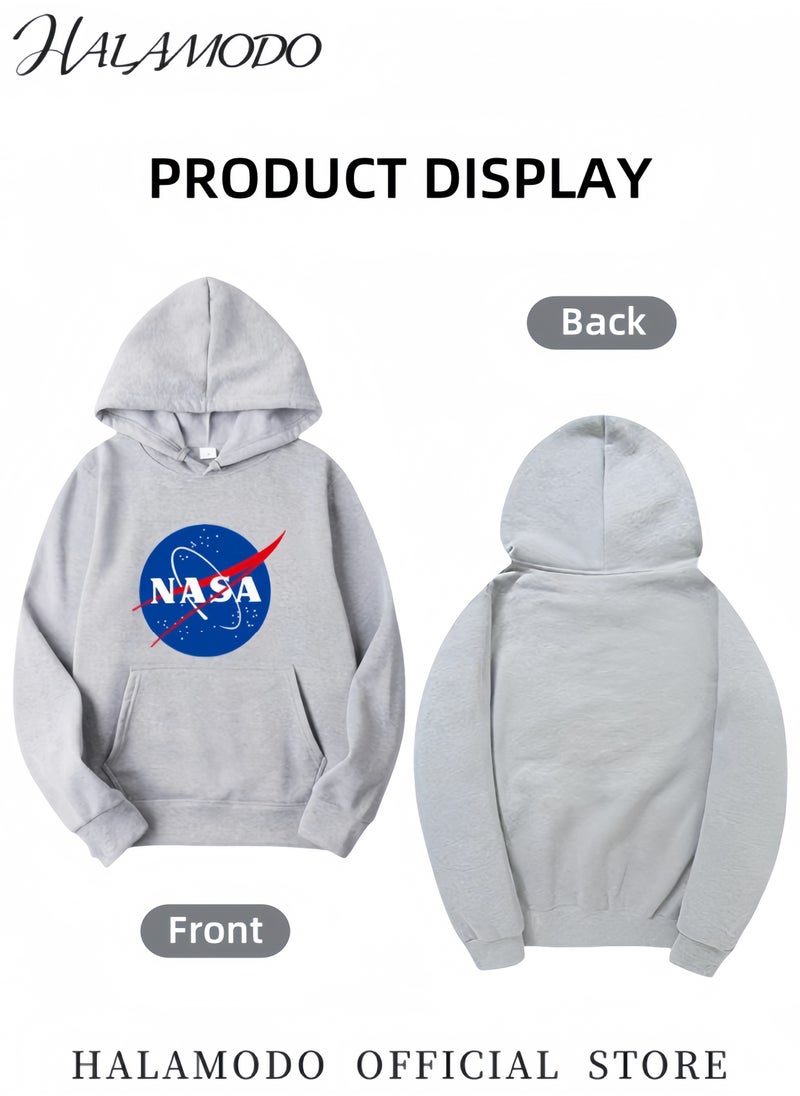 Unisex Hoodies Long-Sleeved Printed Tops Casual Sweatshirts Soft Sportswear Fashion Youth Pullovers with Drawstrings and Large Pockets for Daily Wear