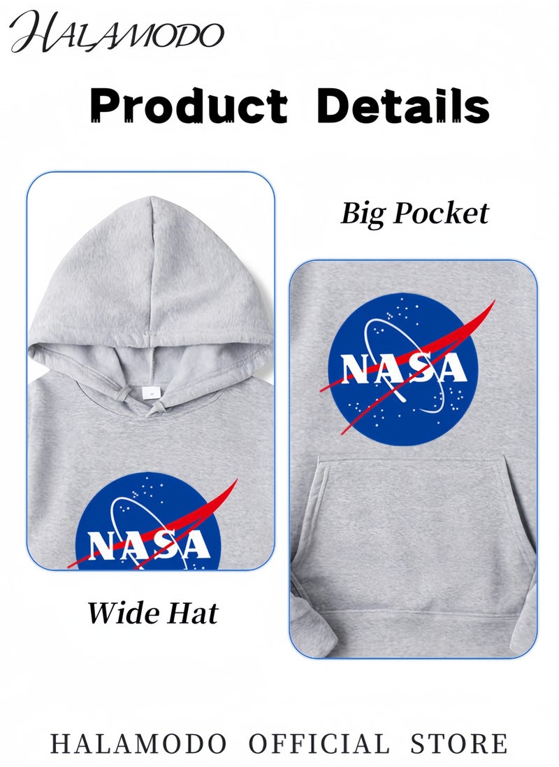 Unisex Hoodies Long-Sleeved Printed Tops Casual Sweatshirts Soft Sportswear Fashion Youth Pullovers with Drawstrings and Large Pockets for Daily Wear