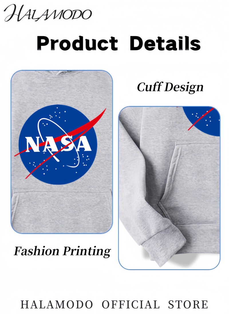 Unisex Hoodies Long-Sleeved Printed Tops Casual Sweatshirts Soft Sportswear Fashion Youth Pullovers with Drawstrings and Large Pockets for Daily Wear