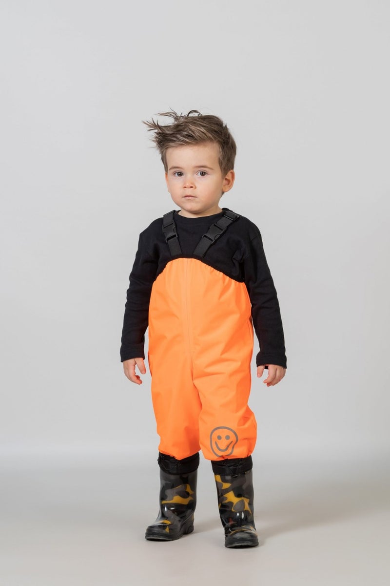 Orange Waterproof Overalls with Suspenders