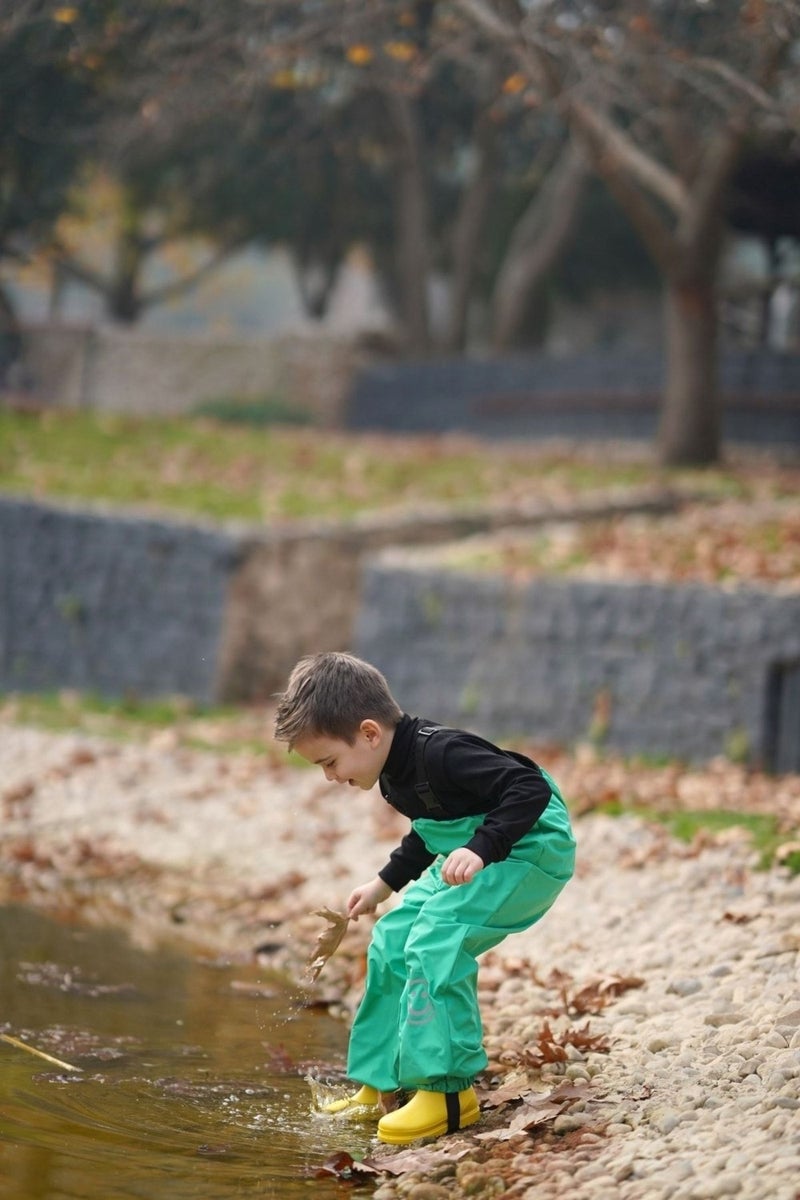 Green Waterproof Overalls with Suspenders