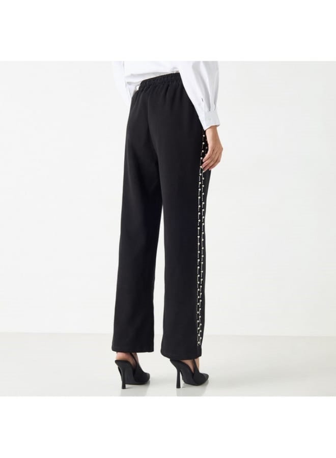 2Xtremz Embellished Mid-Rise Trousers with Drawstring Closure and Pockets