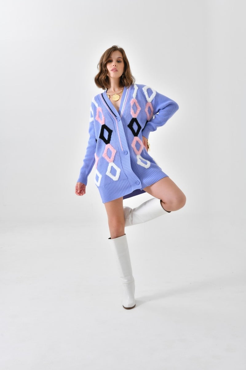 Ftz Women Women's Baklava Towel Detailed Cardigan Lilac