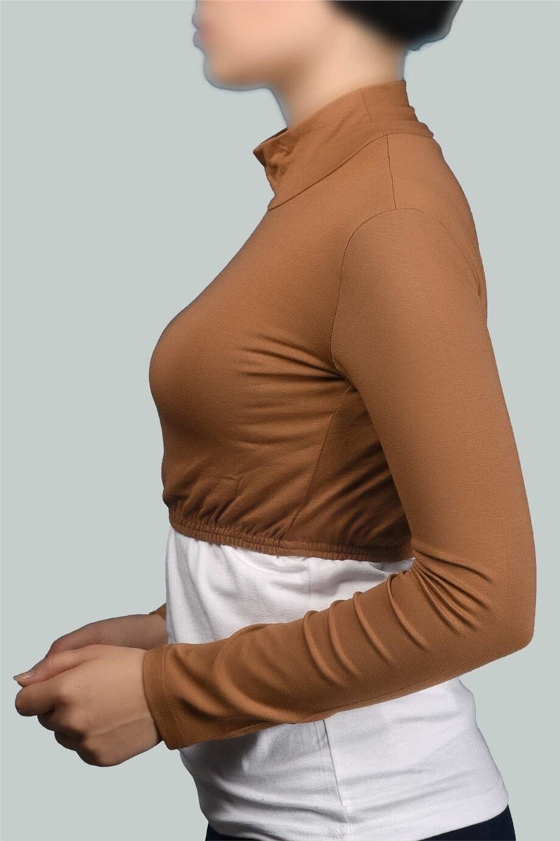 Long Sleeve Turtleneck Turtleneck Lycra Combed Cotton Women's Half Body - Taba