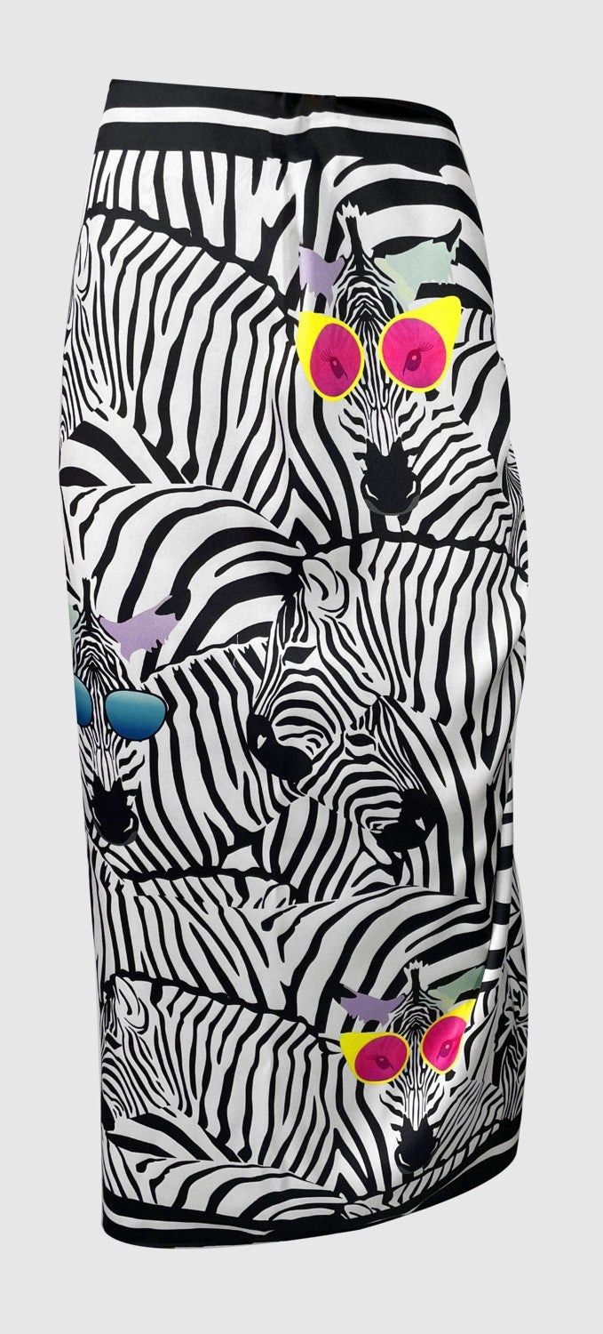 Lana - Zebra Pattern Pareo with Glasses See-through Shiny FABRIC - 95CM*145CM