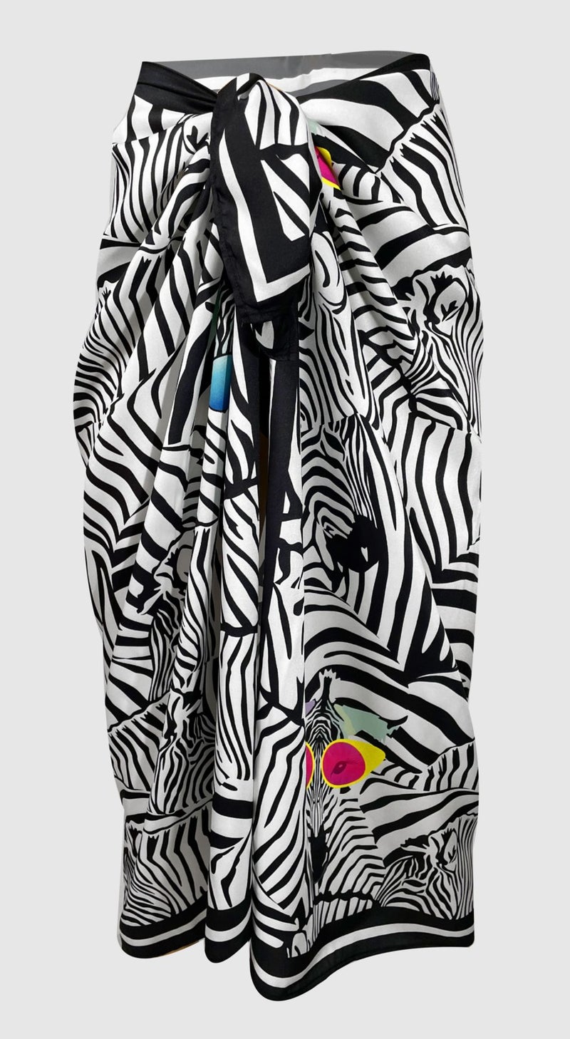 Lana - Zebra Pattern Pareo with Glasses See-through Shiny FABRIC - 95CM*145CM