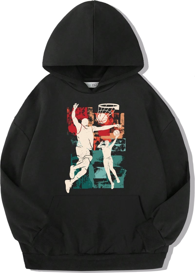 Unisex Child Basketball Silhouette Hoodie Sweat