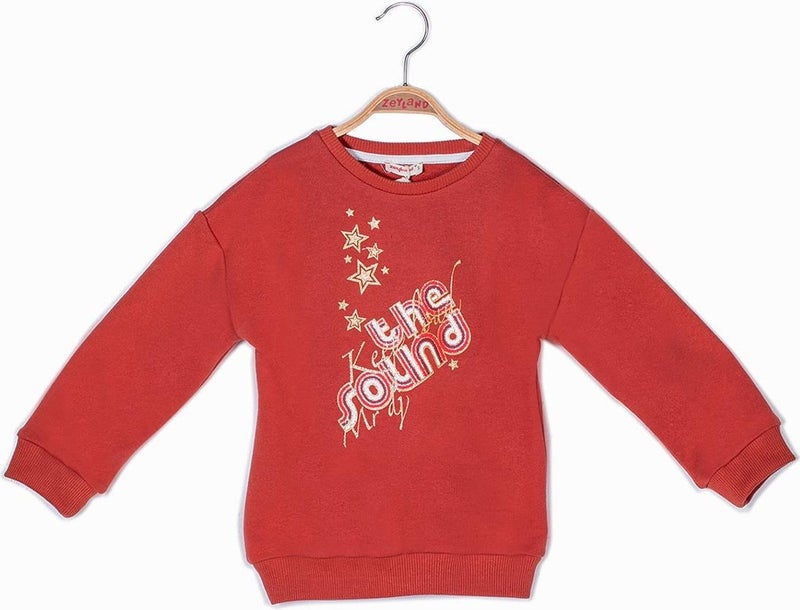 Girls Glittery Text Printed Sweatshirt