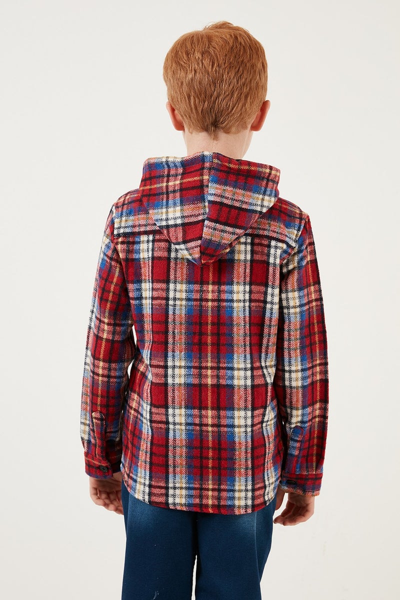 Plaid Hooded Winter Lumberjack Shirt with Pockets Boys' Shirt CF24W81779