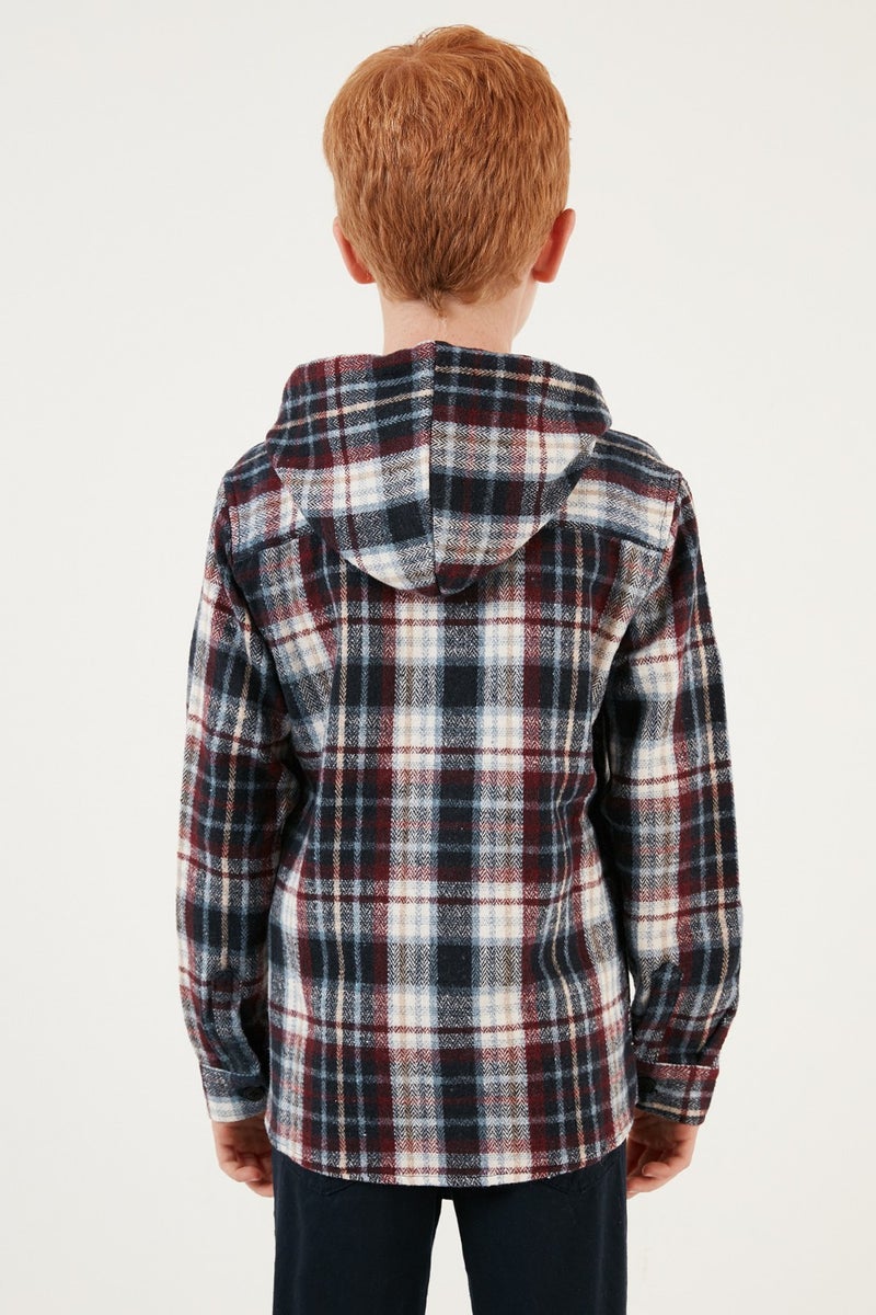 Plaid Hooded Winter Lumberjack Shirt with Pockets Boys' Shirt CF24W81779