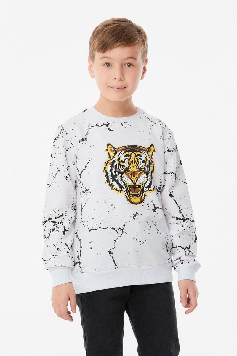 Printed Crew Neck Boy's Sweatshirt