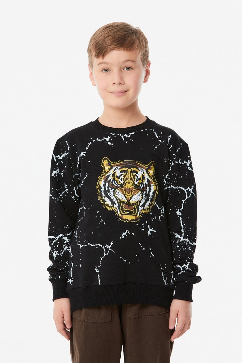 Printed Crew Neck Boy's Sweatshirt