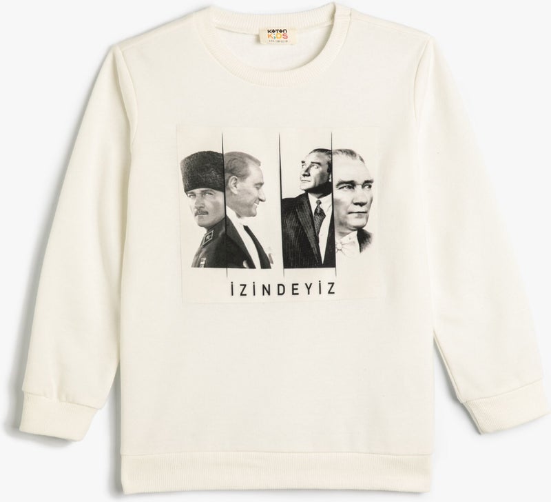 Ataturk Printed Sweatshirt Long Sleeve Crew Neck