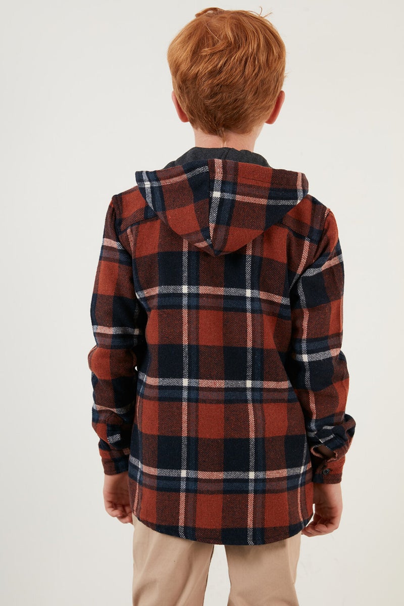 Cotton Hooded Plaid Lumberjack Shirt Boy's Shirt CF22W814764