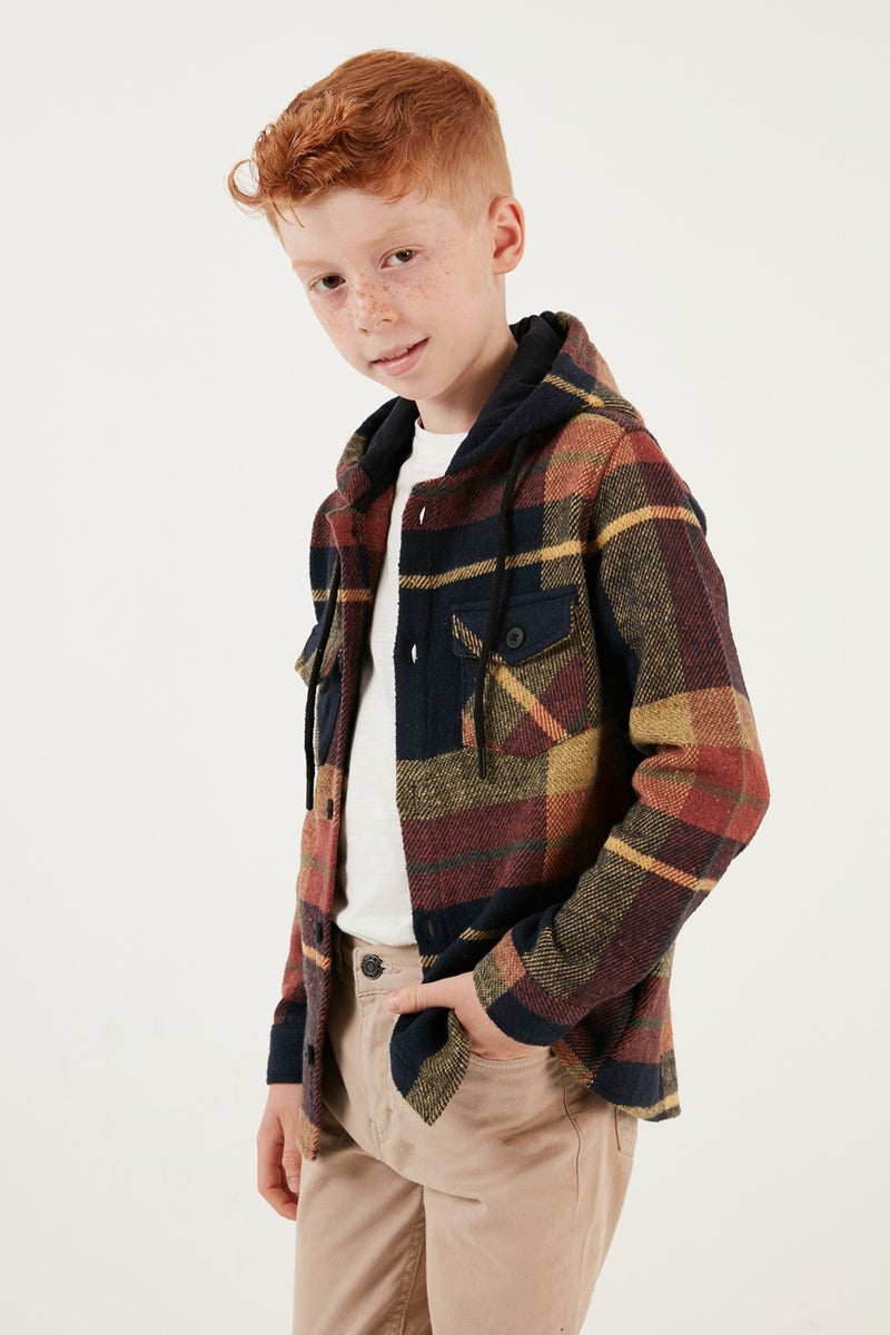 Hooded Double Pocket Plaid Winter Lumberjack Shirt Boy's Shirt CF24W81781