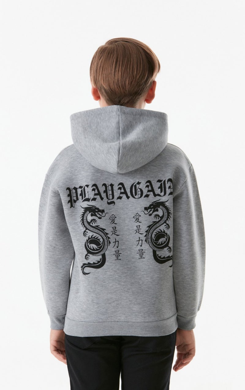 Dragon Printed Hooded Boy Sweatshirt