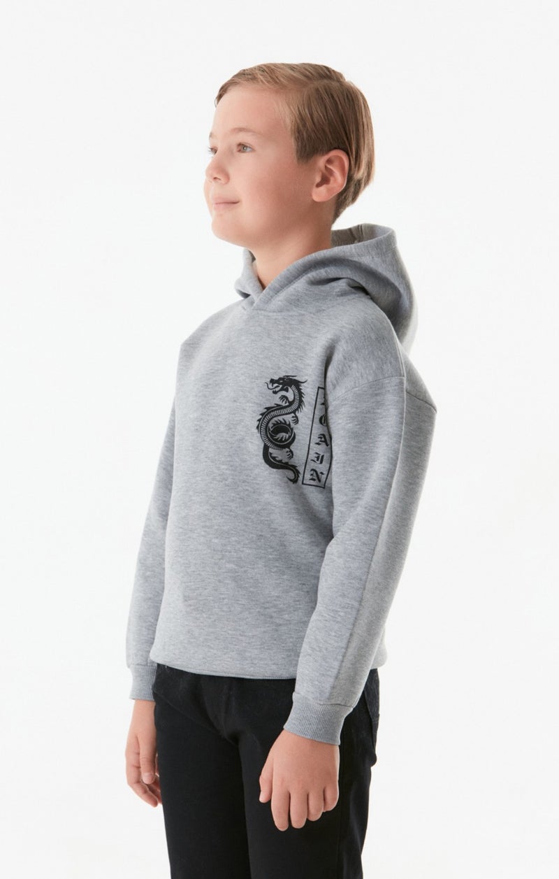 Dragon Printed Hooded Boy Sweatshirt