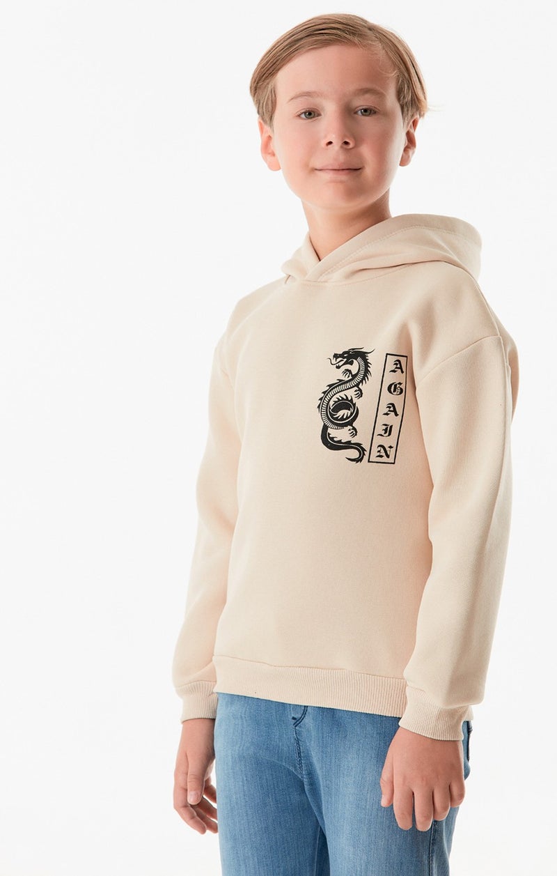 Dragon Printed Hooded Boy Sweatshirt