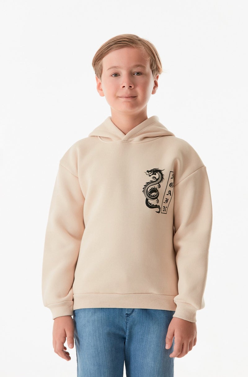 Dragon Printed Hooded Boy Sweatshirt