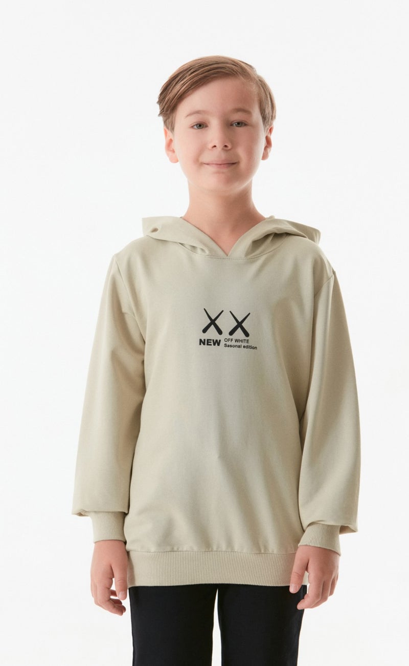 Text Printed Hooded Boy Sweatshirt